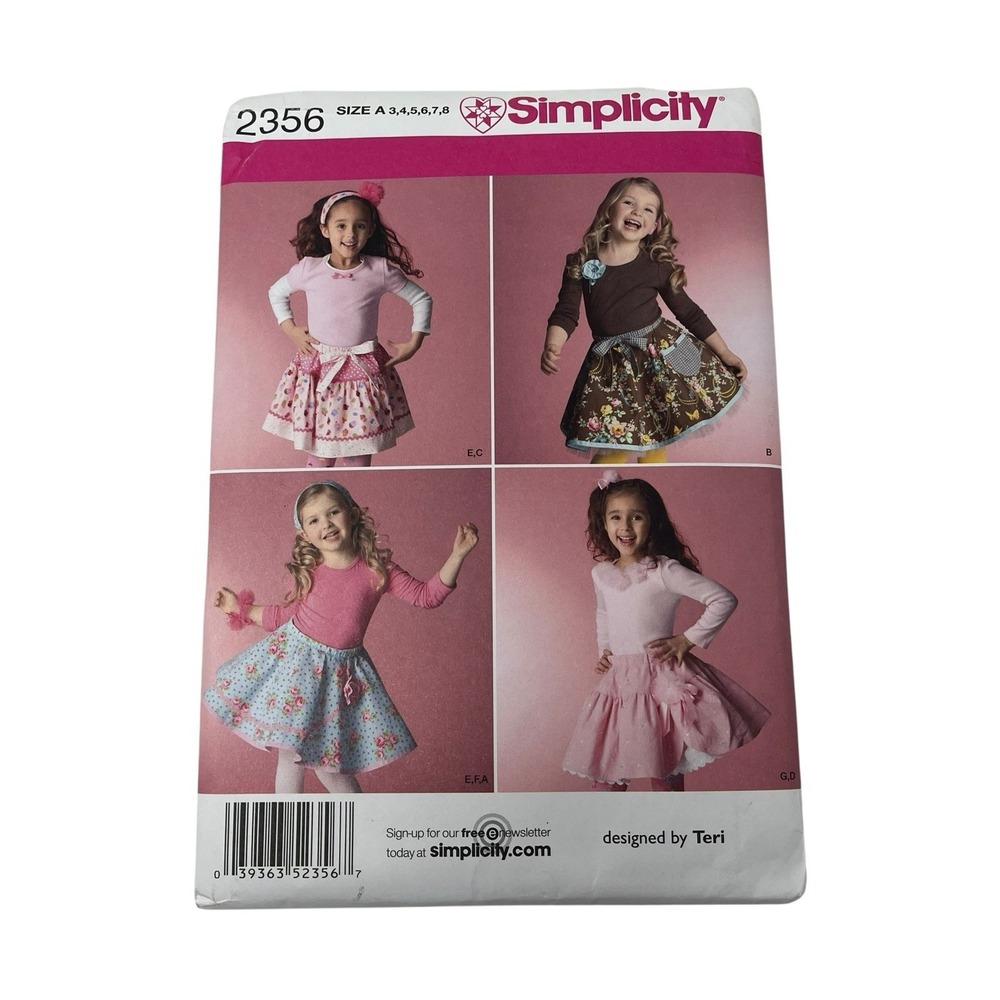 Simplicity 2356, Girls Circle Skirt Sewing Pattern‎ Size 3-8 UNCUT